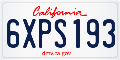 CA license plate 6XPS193