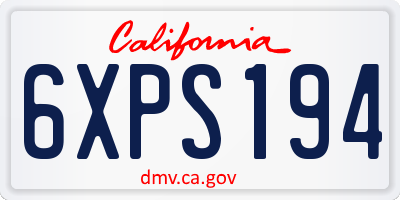 CA license plate 6XPS194