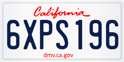 CA license plate 6XPS196