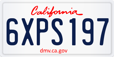 CA license plate 6XPS197