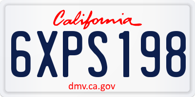 CA license plate 6XPS198