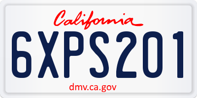 CA license plate 6XPS201