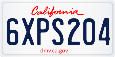 CA license plate 6XPS204