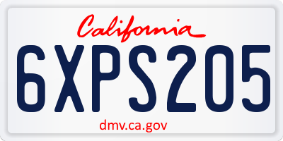 CA license plate 6XPS205