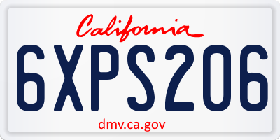 CA license plate 6XPS206