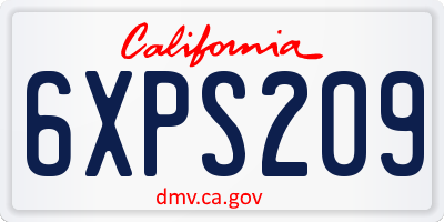 CA license plate 6XPS209