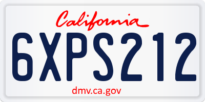CA license plate 6XPS212