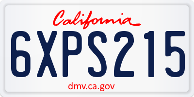 CA license plate 6XPS215