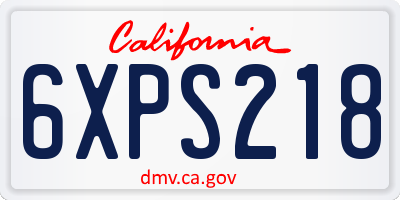CA license plate 6XPS218