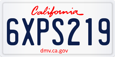 CA license plate 6XPS219