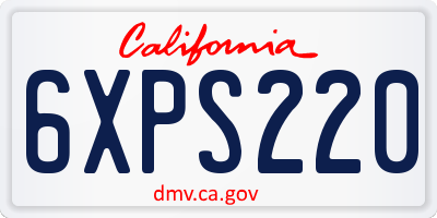 CA license plate 6XPS220