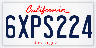 CA license plate 6XPS224