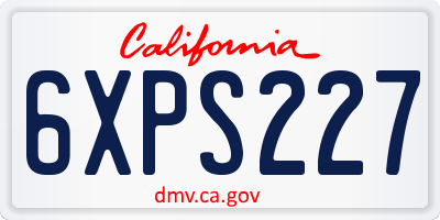 CA license plate 6XPS227