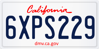 CA license plate 6XPS229