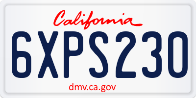 CA license plate 6XPS230