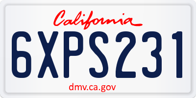 CA license plate 6XPS231