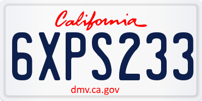 CA license plate 6XPS233