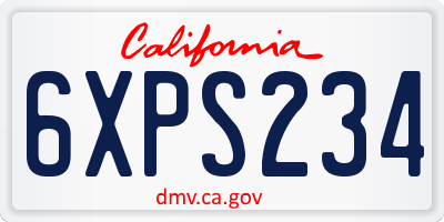 CA license plate 6XPS234