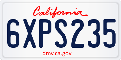 CA license plate 6XPS235