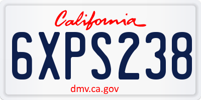 CA license plate 6XPS238