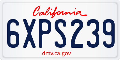 CA license plate 6XPS239