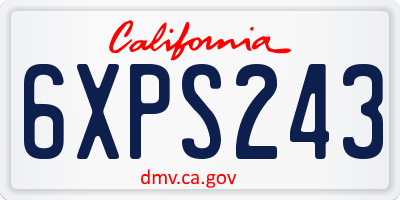 CA license plate 6XPS243