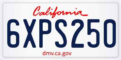 CA license plate 6XPS250