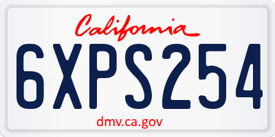 CA license plate 6XPS254