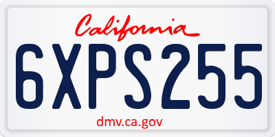 CA license plate 6XPS255