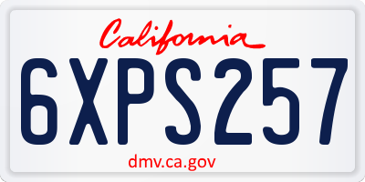 CA license plate 6XPS257