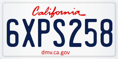 CA license plate 6XPS258