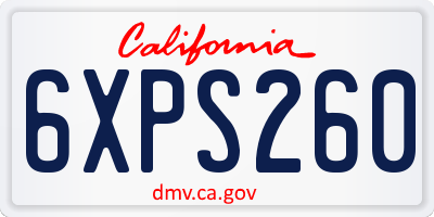 CA license plate 6XPS260