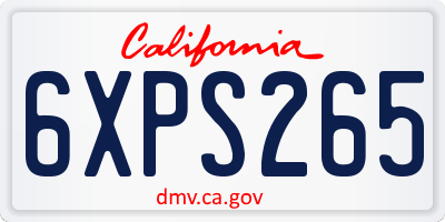 CA license plate 6XPS265
