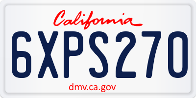 CA license plate 6XPS270