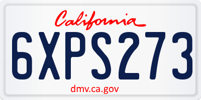 CA license plate 6XPS273