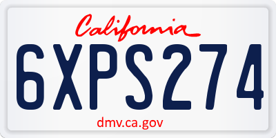 CA license plate 6XPS274