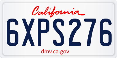 CA license plate 6XPS276