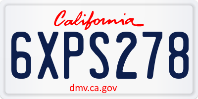 CA license plate 6XPS278