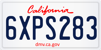 CA license plate 6XPS283