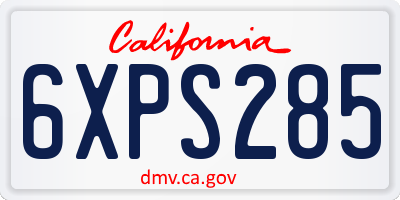 CA license plate 6XPS285