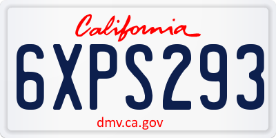CA license plate 6XPS293