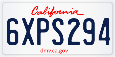 CA license plate 6XPS294