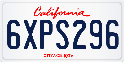 CA license plate 6XPS296