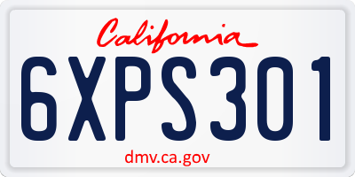 CA license plate 6XPS301