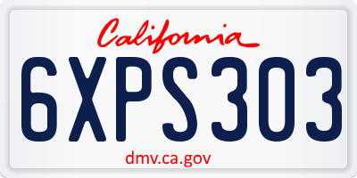 CA license plate 6XPS303
