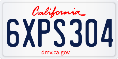 CA license plate 6XPS304