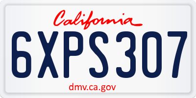 CA license plate 6XPS307