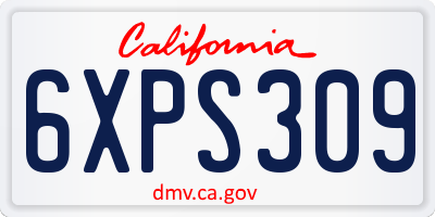 CA license plate 6XPS309