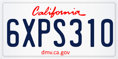 CA license plate 6XPS310