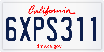 CA license plate 6XPS311